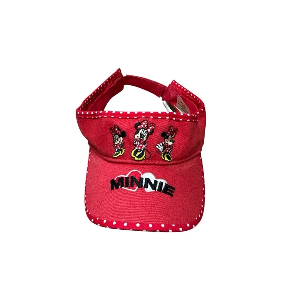 Walt Disney World Kids Minnie Mouse‎ Red Polka Dot Visor Hat Embroidered